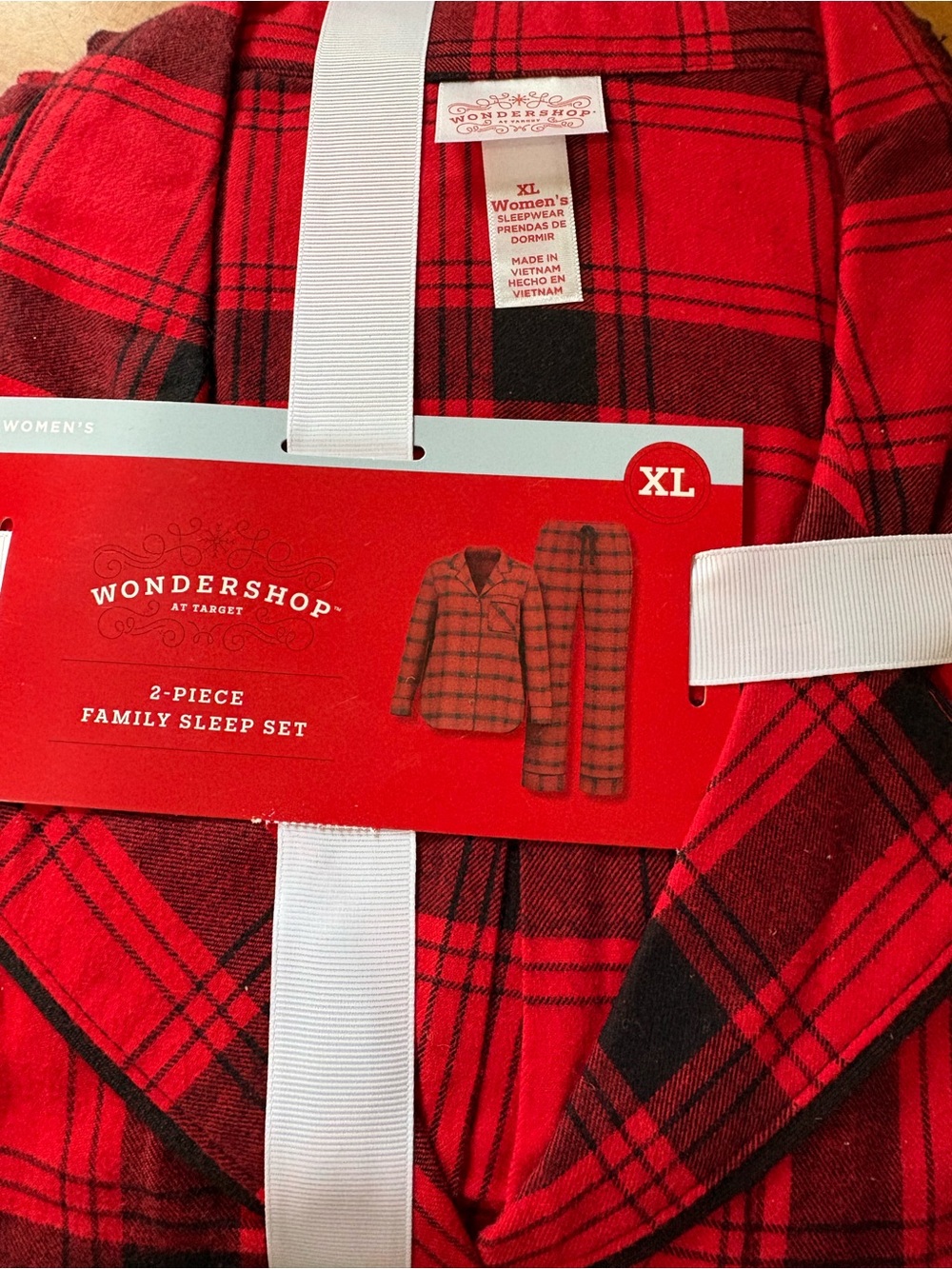 Target women’s 2 piece sleep set Family flannel Holiday black red plaid
